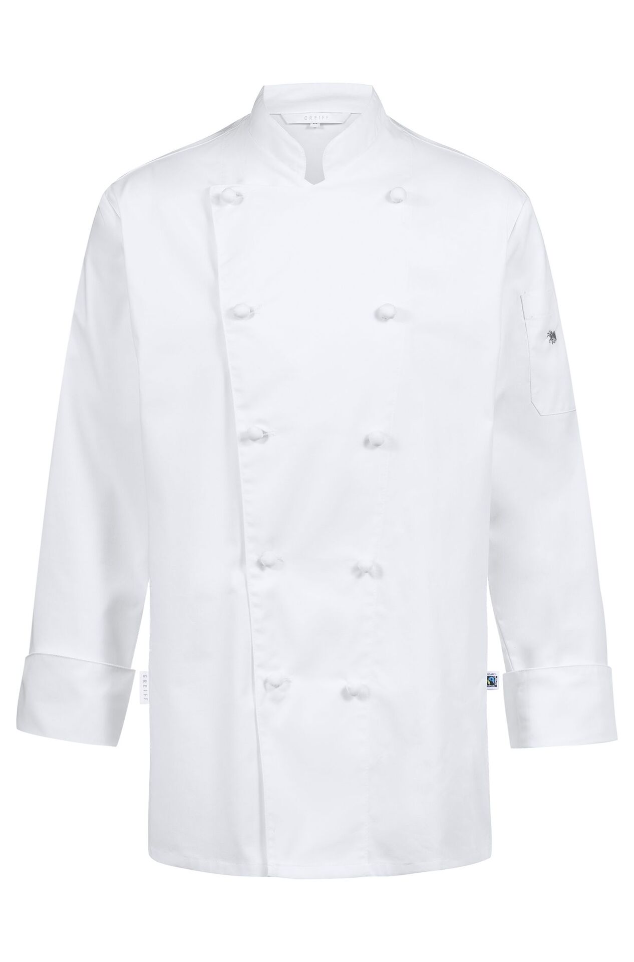 Herren-Kochjacke mit Stoffknöpfen 5563.6220, Weiss Herren-Kochjacke mit Stoffknöpfen 5563.6220