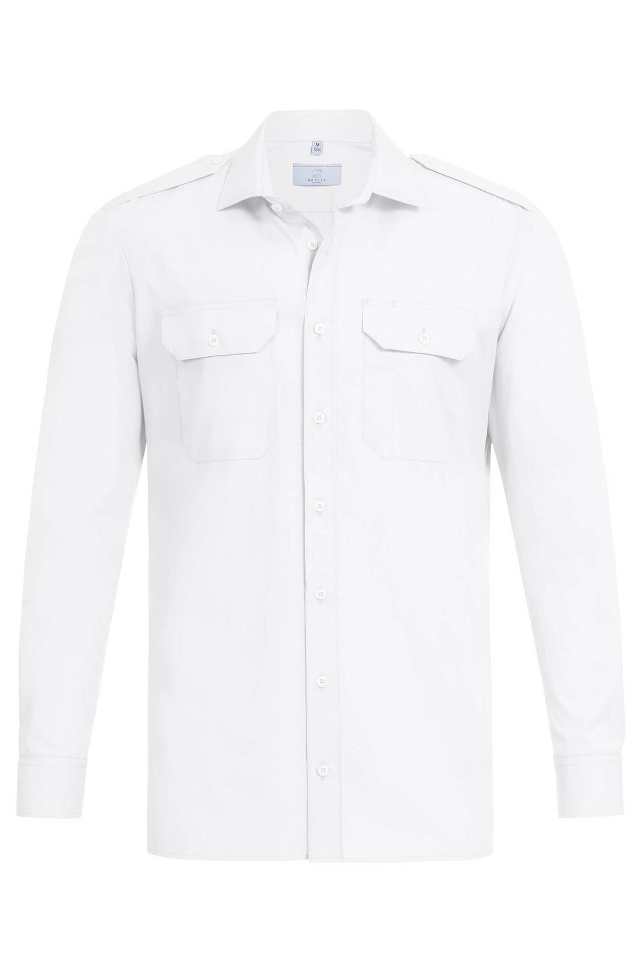 Herren-Pilothemd Langarm Simple 6730.1450, Weiss Herren-Pilothemd Langarm Simple