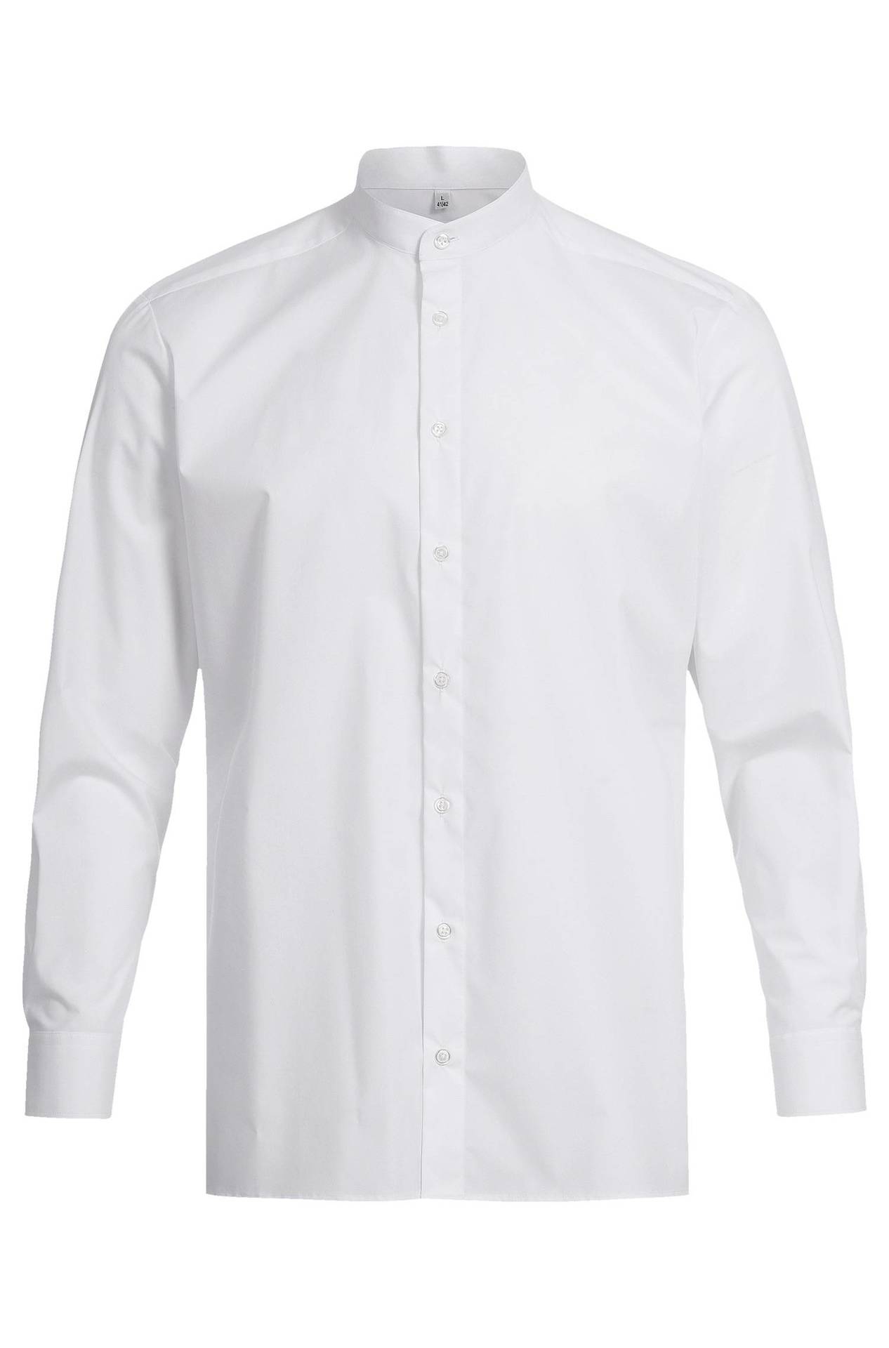 Herren-Stehkragenhemd Langarm Basic 6772.1120, Weiss Herren-Stehkragenhemd Langarm Basic