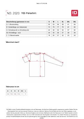 ID YES Poloshirt 2020 Herren Größentabelle