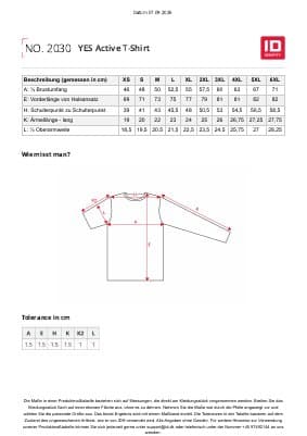 ID YES Active T-Shirt 2030 Herren Größentabelle