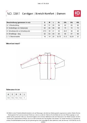 ID Stretch-Komfort-Cardigan 0841 Damen Größentabelle