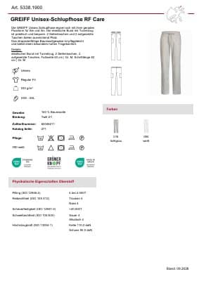 GREIFF Schlupfhose Care 5338.1900 Datenblatt