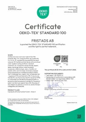 Fristads OEKO-TEX® STANDARD 100 Zertifikat 162894