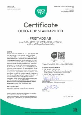 Fristads OEKO-TEX® STANDARD 100 Zertifikat 162895
