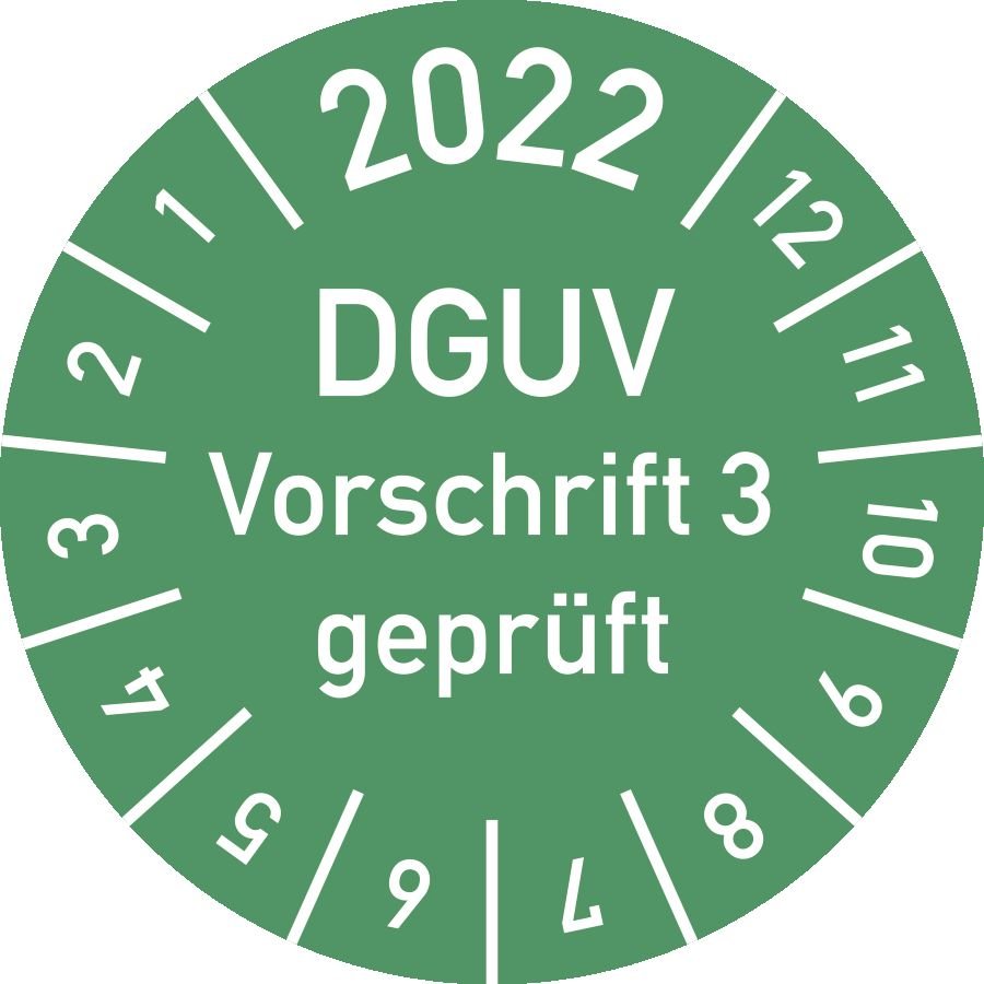 Prüfplakette 2022 DGUV Vorschrift 3 geprüft, Folie, Ø 1,5 cm